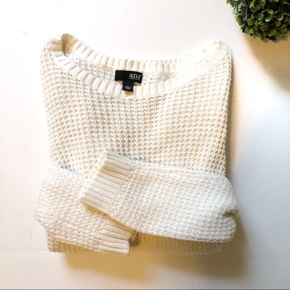 a.n.a Tops - A.N.A Crochet White sweater | Large